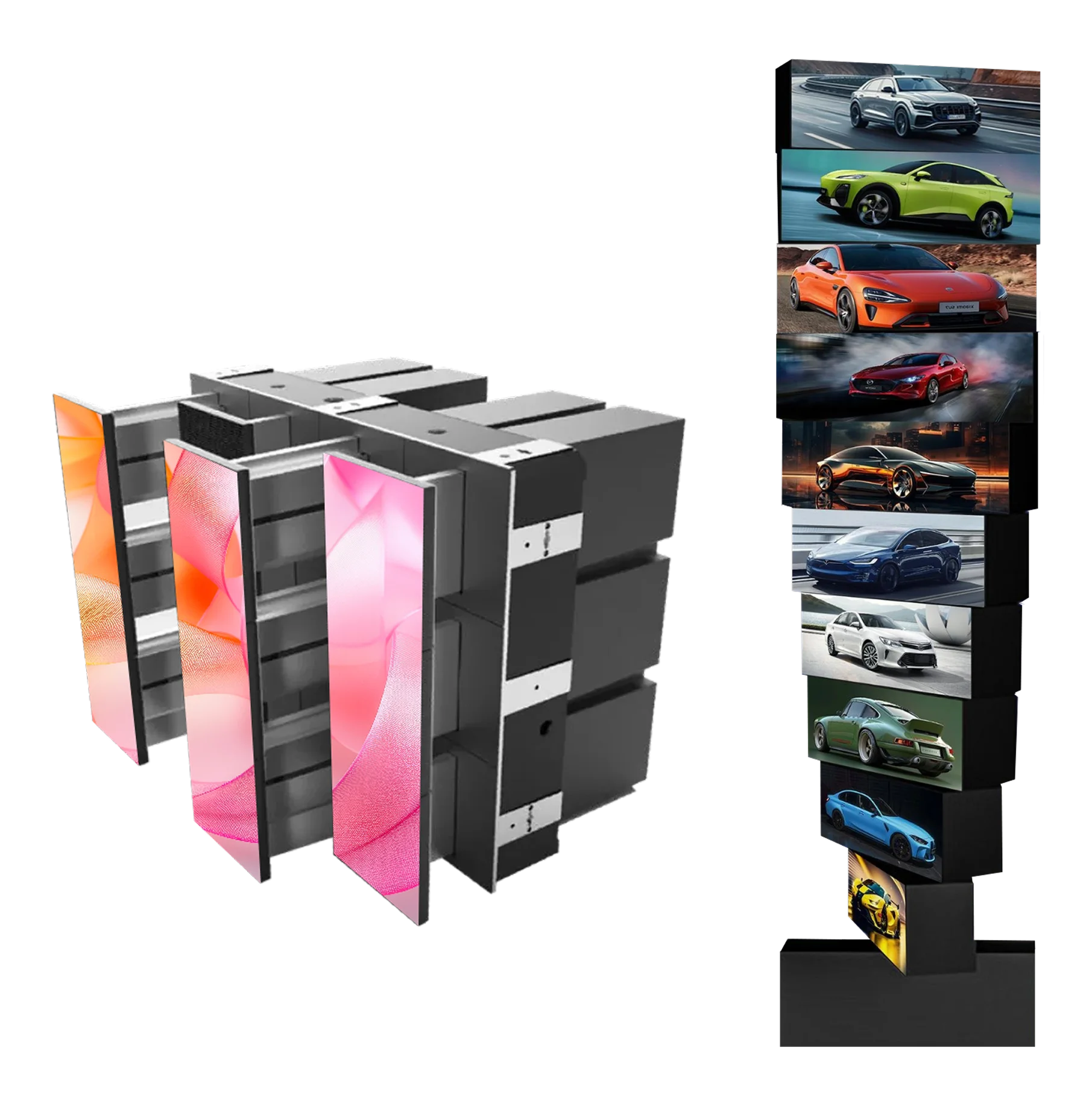3D Kinetic LED Screen operating in different kind of displays.