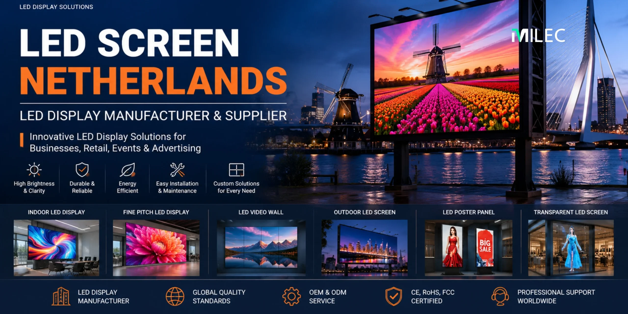 LED Screen Netherlands - Indoor and Outdoor LED Display Solutions by MILEC