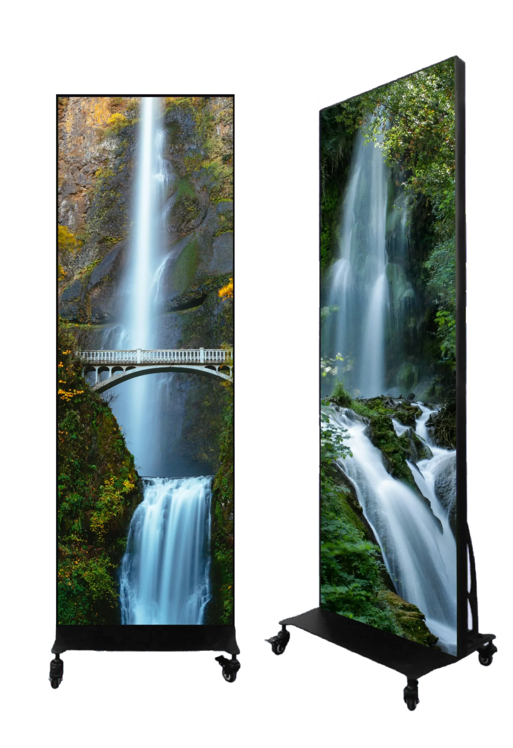 Front and Side view of a LED Poster Panel showing that its bezel free.